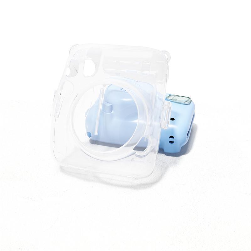 For Fujifilm Instax Mini 12/11 Transparent Camera Case Protective Carry Bag Cover with Shoulder Strap Storage Bag
