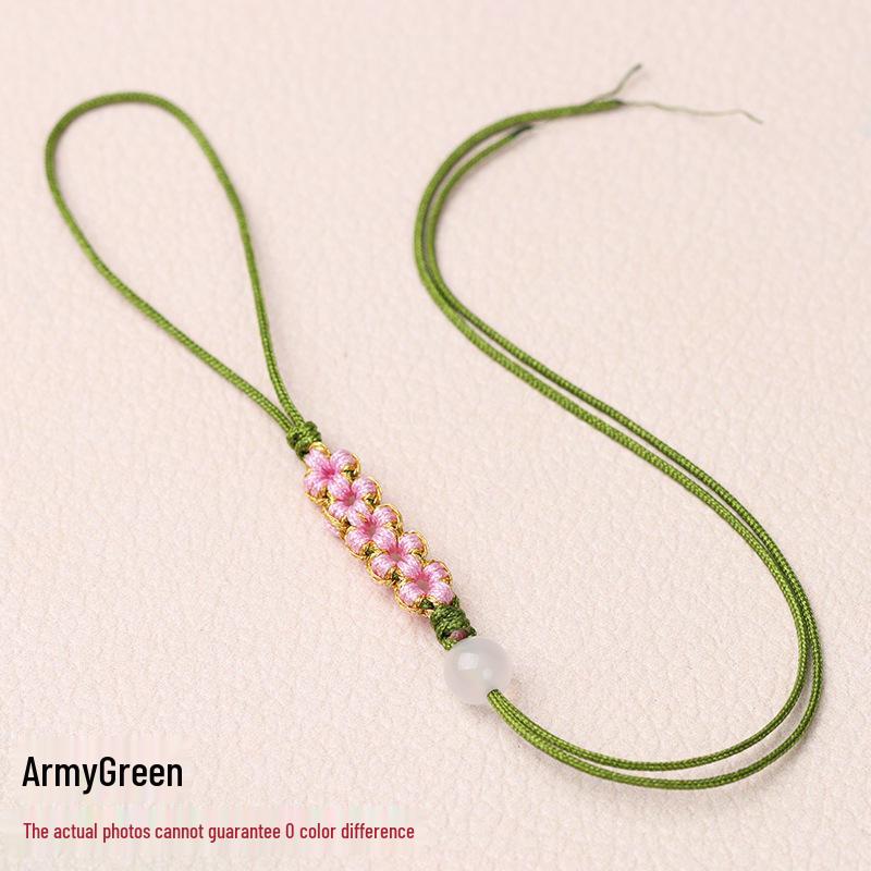 Peach Blossom Knot Phone Chain & Bag Pendant - Handmade Woven Jewelry Lanyard