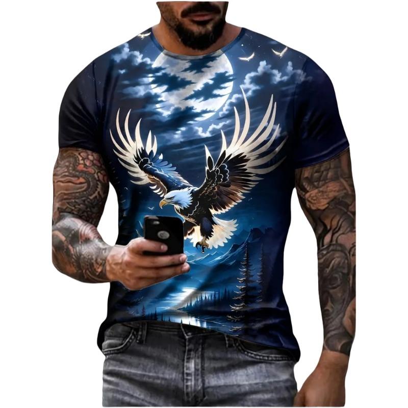 Fierce Eagle Men s T-Shirt Animal 3D Printed Men s Casual Short Sleeve Fashion Streetwear XXS