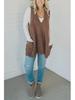 Herbst/Winter Einfarbiger V-Ausschnitt Taschen Strickweste Pullover 2025