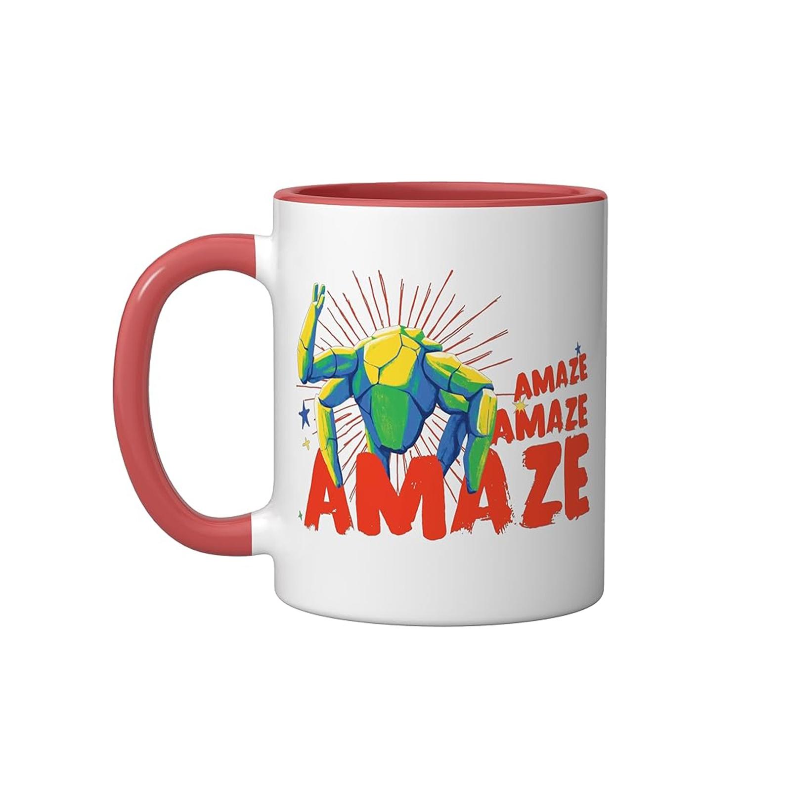 

Ceramic Mug with Creative Letter Print Modern Office and Home Use Large Capacity Coffee Cup with Artistic Handle Design One Size