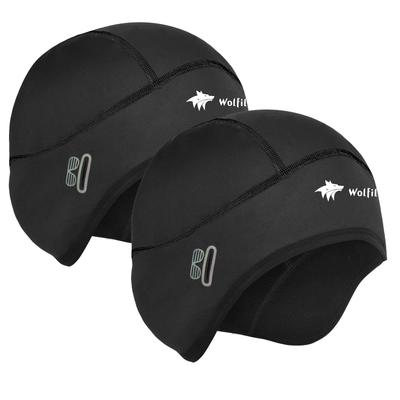 WOLFILIST Cycling Helmet Inner Cap for Fall and Windproof Skull Beanie with Fleece Warm for and Running Cap, Winter, Cap, Lining, Earmuffs, Unisex,