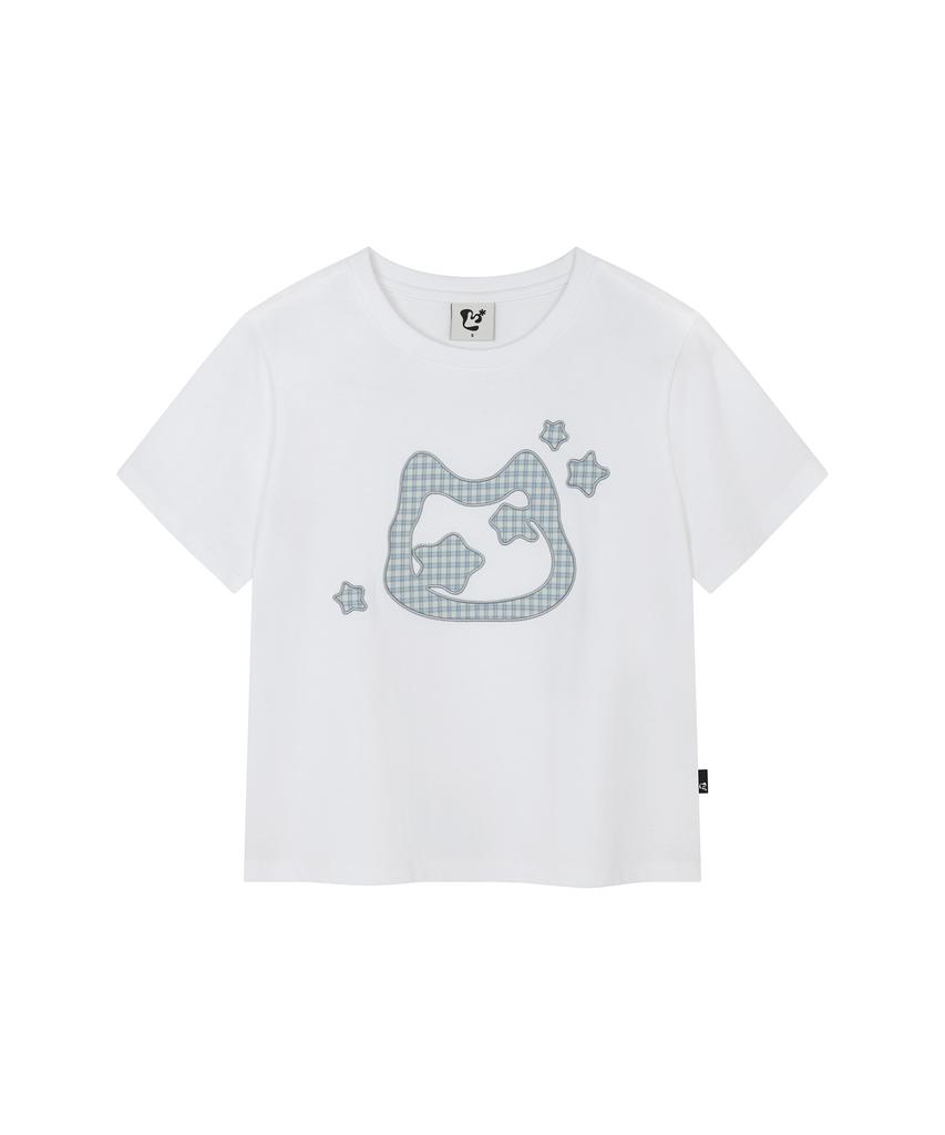 LMR Cat Symbol Applique Short Sleeve T-Shirt White