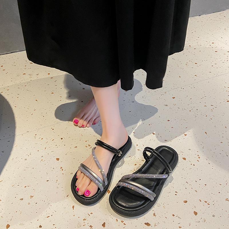 

TEH3813 beach sandals women s 2025 new summer women s sandals thick-soled soft-soled two wear cool slippers women 35