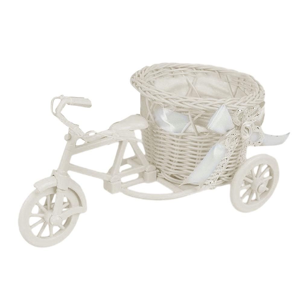 Tkany kosz kwiatowy do dekoracji domu i przechowywania Koszyk rowerowy z imitacji rattanu na sztuczne kwiaty i artykuły codziennego użytku