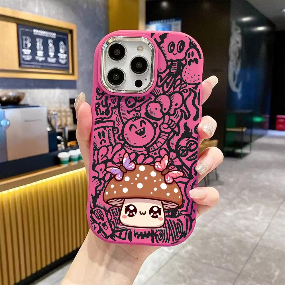 Phone Case: 2D Flat Design Suitable for iPhone 18 17 16 15 14 13 Pro Protective Case, Couple Style, Mushroom Baby, Christmas and Halloween Gifts