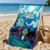 Custom Name Alien Expressions Collection Heart In Space Adventure Microfiber Beach Towel, Lightweight for Summer Travel, Swimming Pool Fan Gift