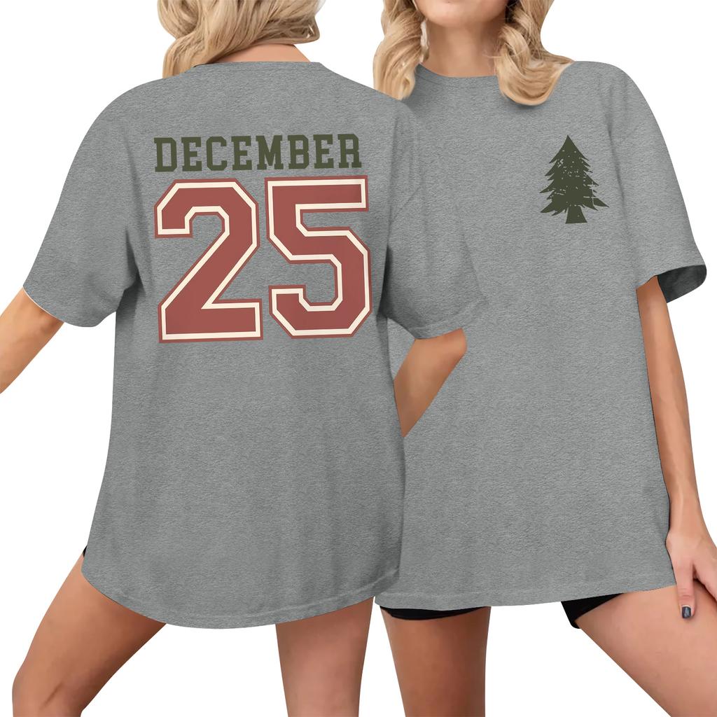 Women's Casual Printed T-Shirt Round Neck Pullover Short Sleeve Top