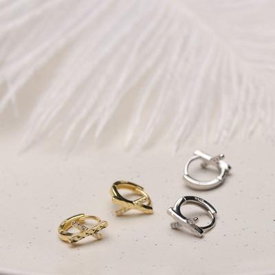 Car Flower Cross Ear Button Temperament Cool Style Simple Design Earrings New Style Trend