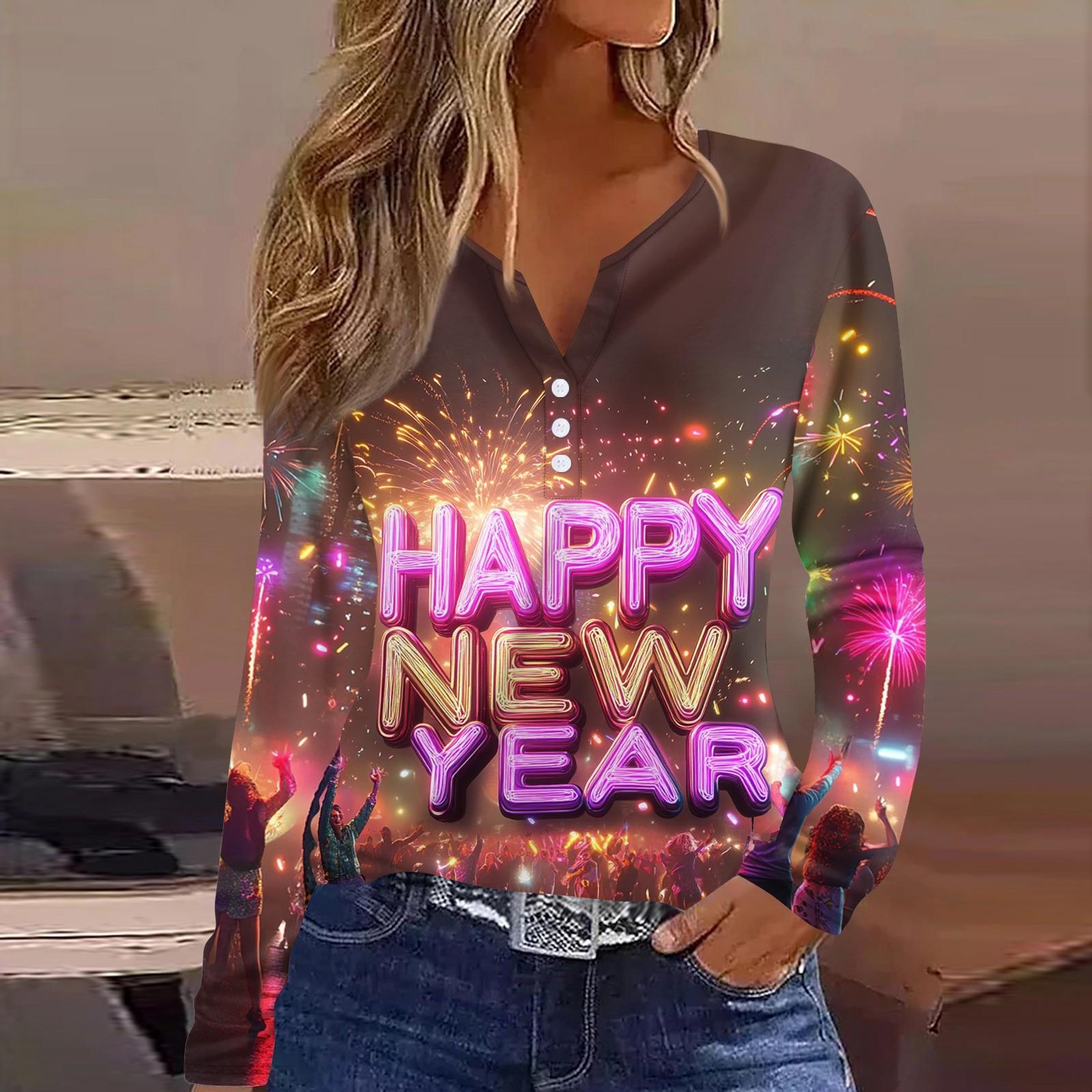 

Жен. Футболка Футболка С принтом Пуговицы Длинный рукав Повседневные Выходные Мода Классический V-образный вырез Обычный Верх XXXL розовый