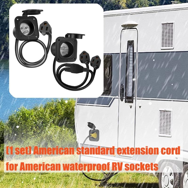 Heavy Duty Outdoor Electrical Extension Cord with Weatherproof US Plugs Strong Nylon Extension Cable for Camping