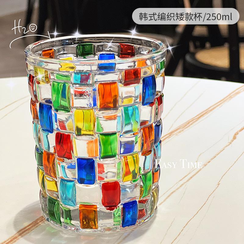 Italian Designer's Hand-painted and Colorful Line Woven Crystal Cup Small Gift Glass Cup