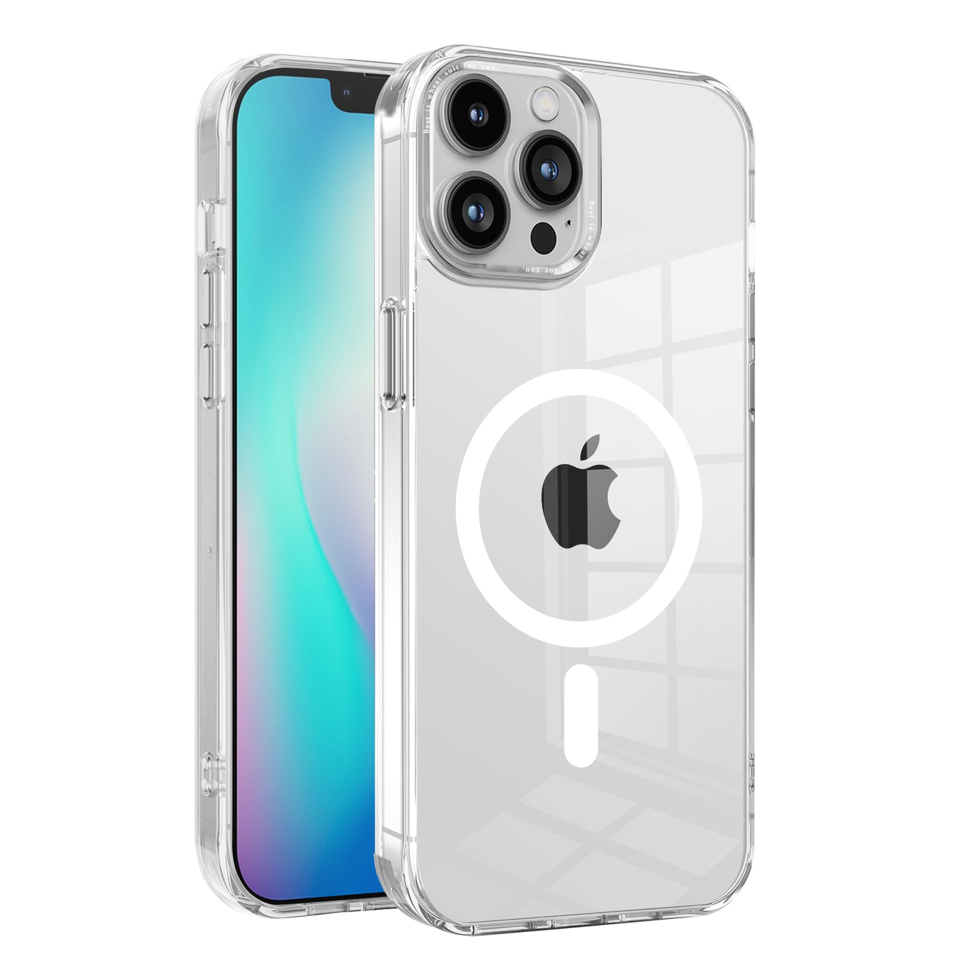 

For iPhone 15 Plus Transparent Phone Case Compatible with MagSafe PC+TPU Magnetic Phone Cover Transparent
