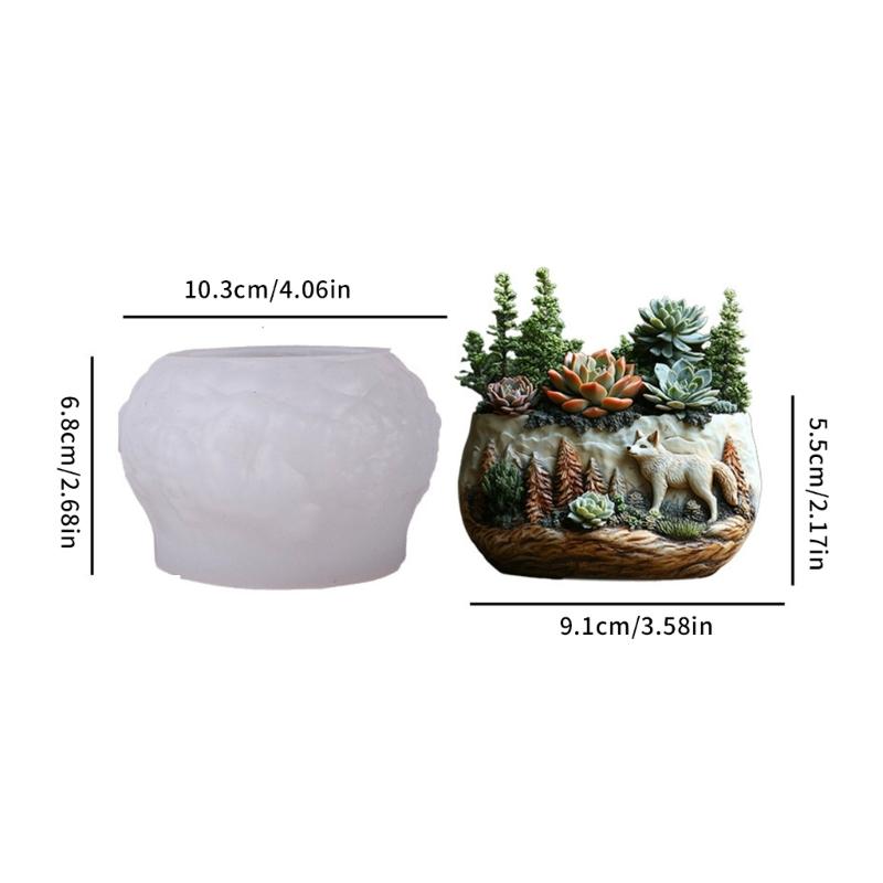 Handcrafted Silicone Wolf Mold Silicone Texture for Unique Resin Art Creations Decorative Planters and Present Making