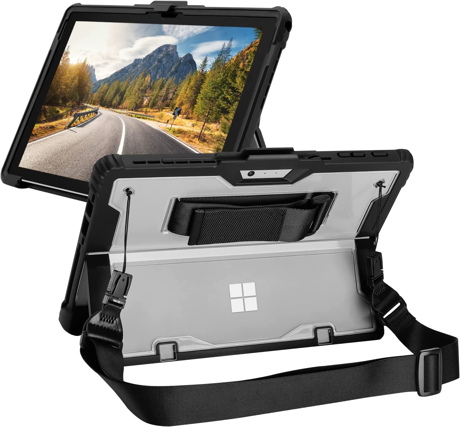 

Surface Pro 7 Pro 7+ Pro 6 Pro 5 Pro 4 Case Transparent Shockproof Shoulder Strap Hand Strap & Pen Holder Surface Pro 7 / 7+ / 6 / 5 / 4 Cover Surface