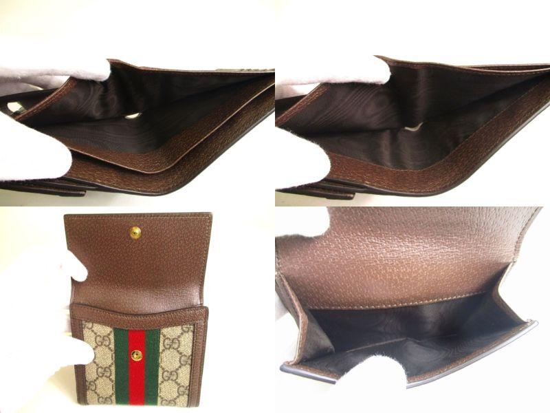 Portofel autentic GUCCI din piele maro dublu Portofel francez Ophidia GG #a153 recondiționat