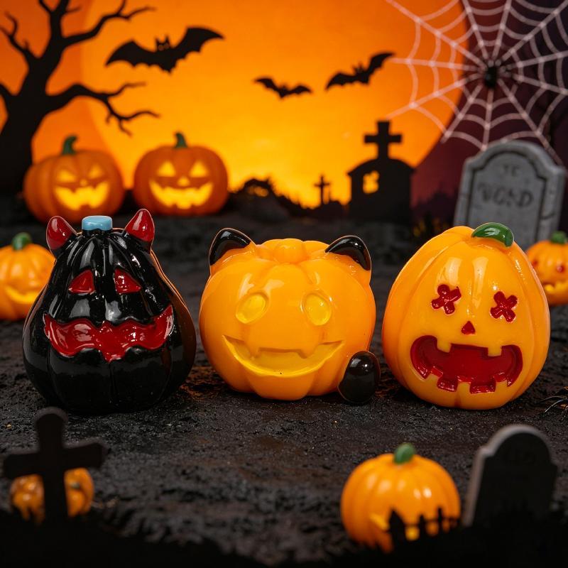 Halloween Miniature Figurine Bone Skull Coffin House Chair Halloween Mini Resin Cartoon Scary Ghost Statue Party Ornaments