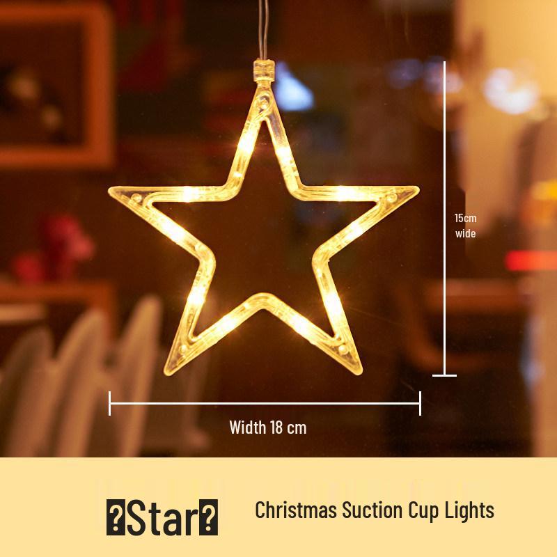 LED Christmas Decorative Lights: Snowman, Tree, Bells, Star, Window Suction Cup Holiday Set