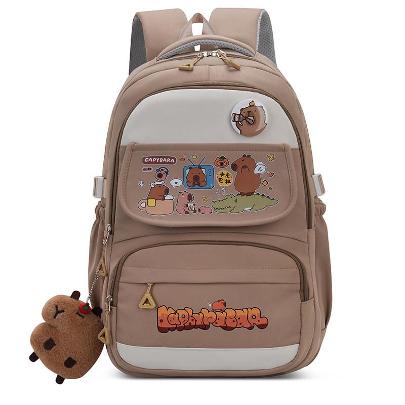Capybara Cartoon Large Capacity Backpack With Breathable Water Resistant Oxford Fabric For Middle School Students