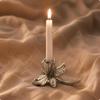 Blooming Metal Taper Candle Holder | Silver Electroplated Finish, Textured Curved Petals, Floral