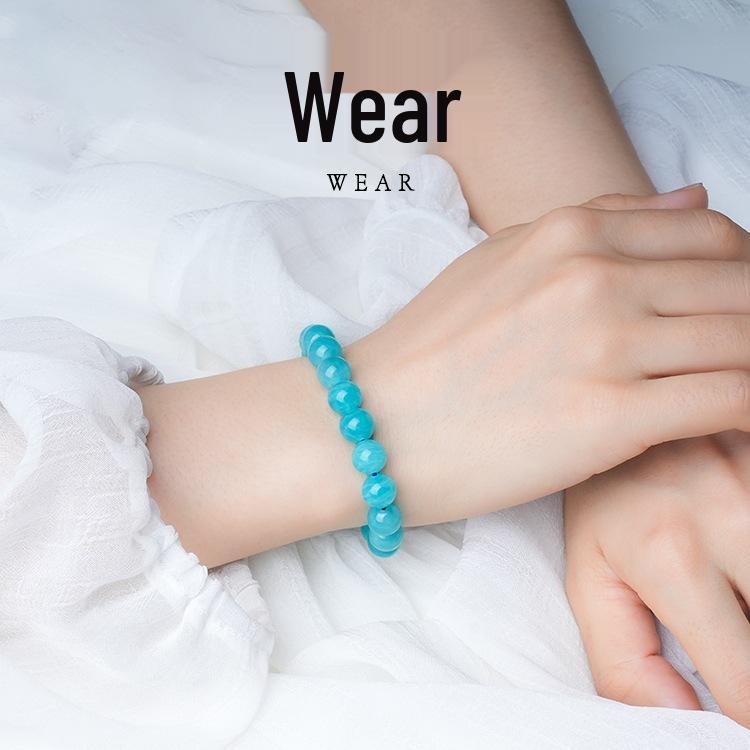 Amazonite & Blue Crystal Beaded Bracelet - Unisex Birthday Gift