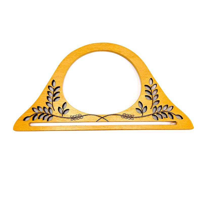 Haomeng Stylish Round Handbag with Solid Wood Handle Clasp