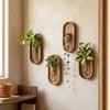 Minimalist Wall Mounted Vase Solid Wood Hanging Plant Panel Plant Container  Living Room