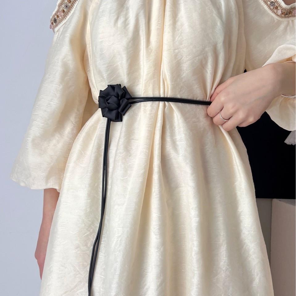 Thin Flower Fabric Waist Belt Women Decorative Dress Sub Accessory Soft Rope