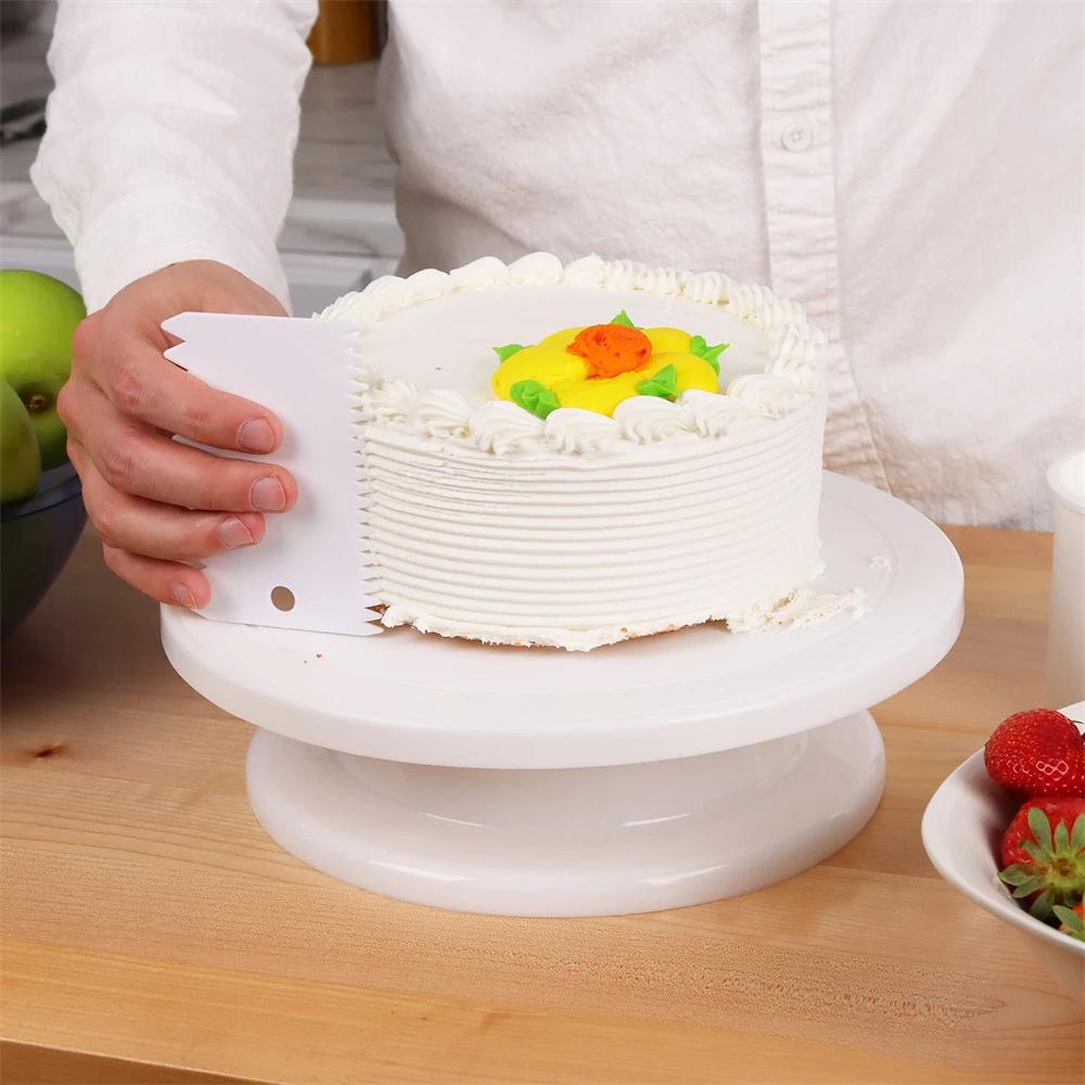 6pcs Cake Turntable Stand Cake Decoration Accessories DIY Mold Rotating Stable Anti-skid Round Cake Table Kitchen Baking Tools