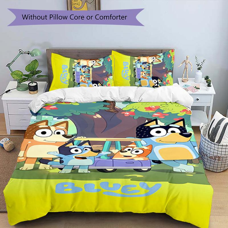 3pcs Bluey pattern bedding set duvet cover set includes duvet cover &pillowcases,perfect all season bedroom decoration&gift
