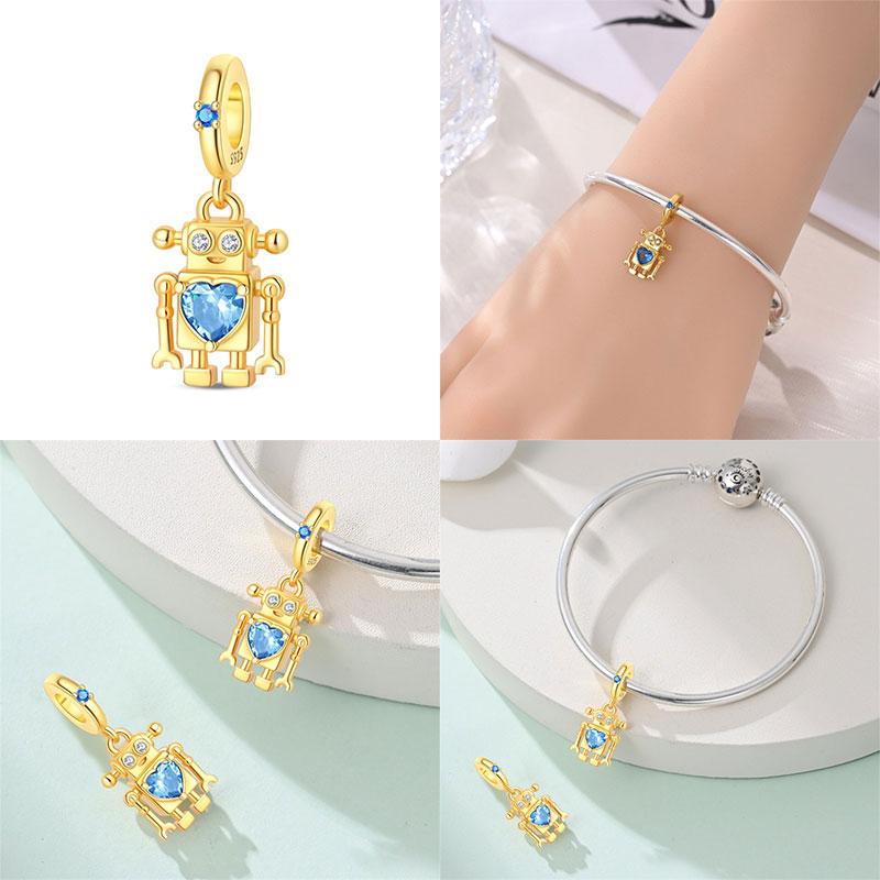 New 100% Copper Summer Coconut Beach Travel Ai Robot Charms Fit Originalbracelet Diy Jewelry Making Women Gift
