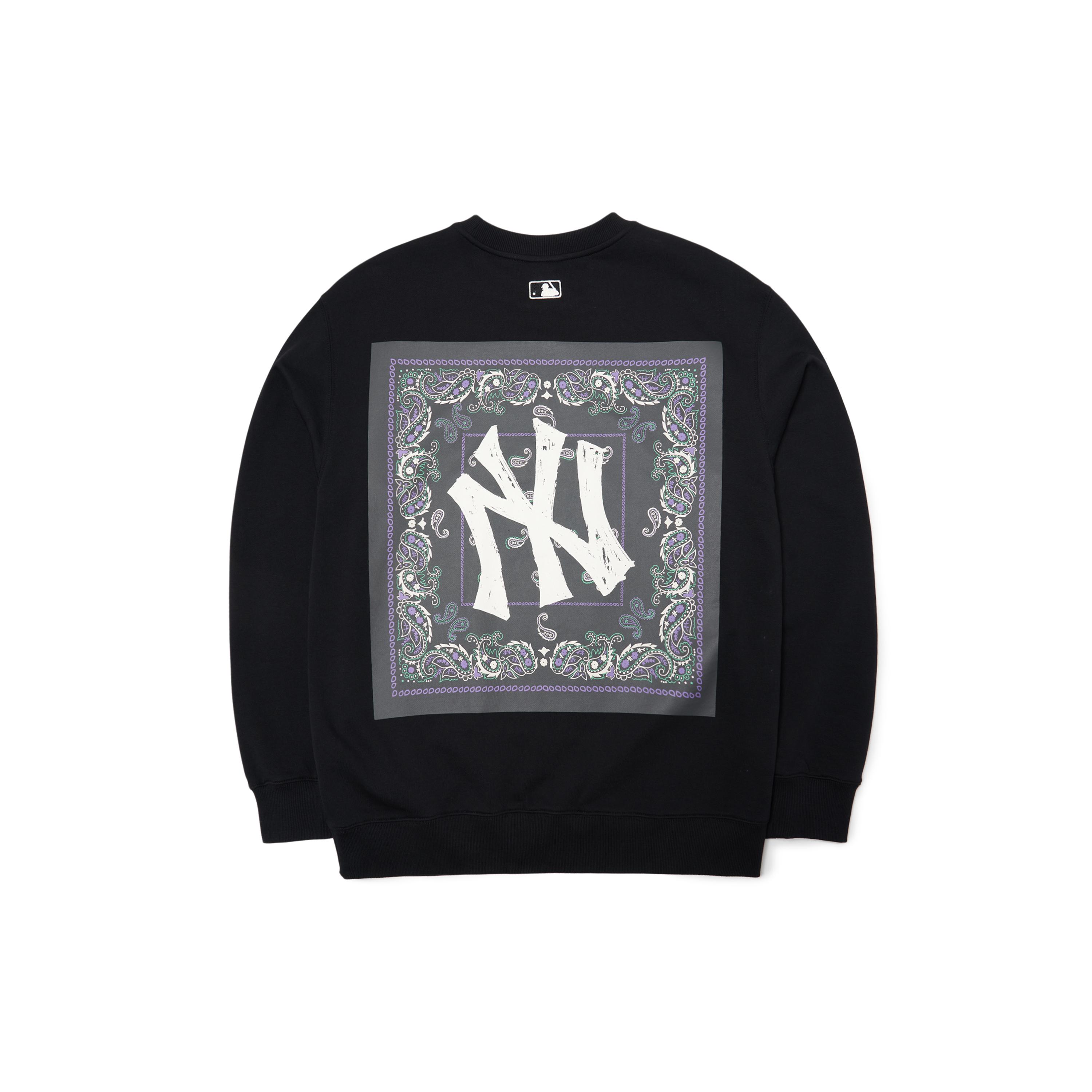 MLB Cashew Flower Sweatshirts Unisex Black Crew Neck Moderate Regular 3AMT53014-50BKS XS