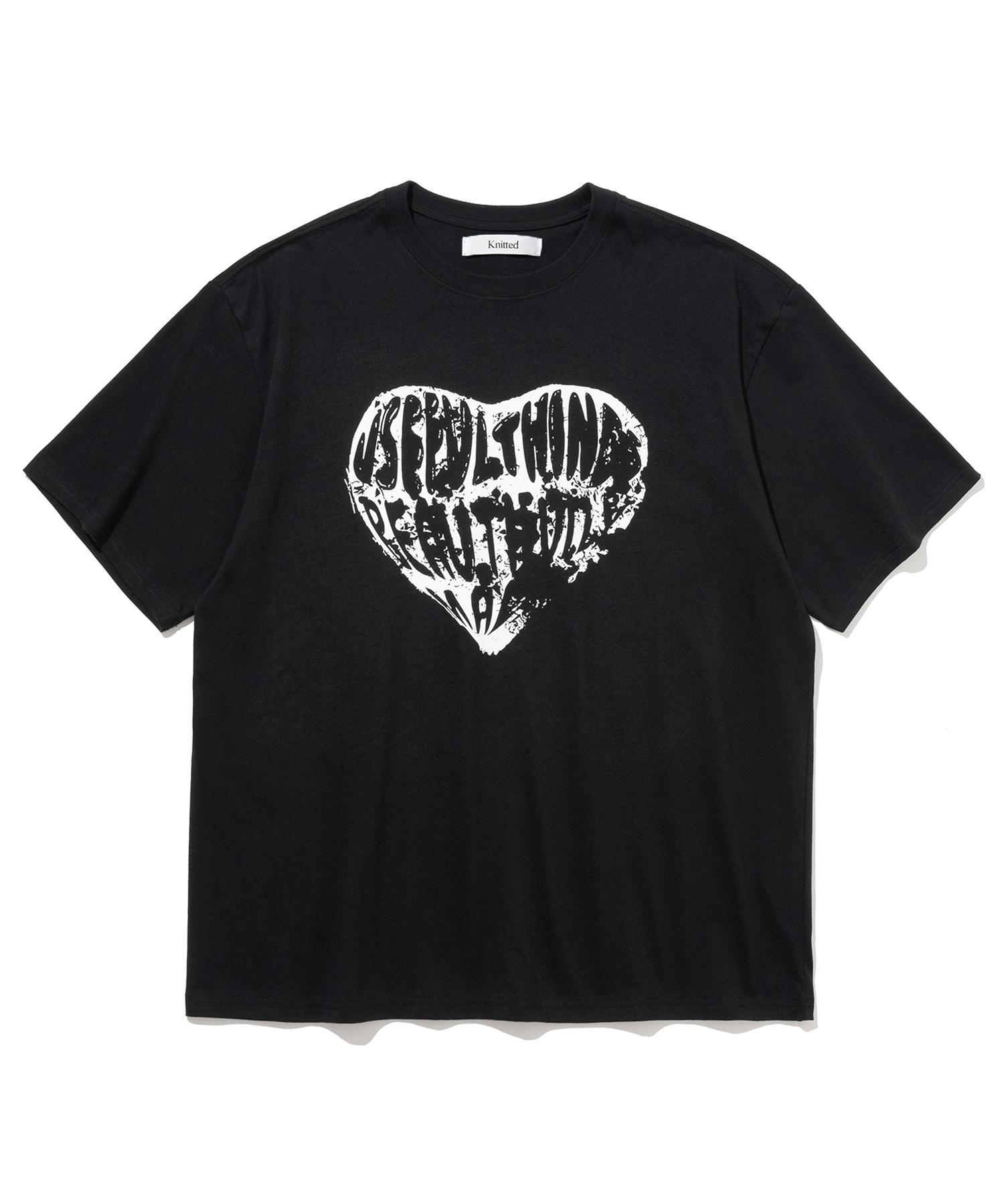 Nitied Vintage Heart T-Shirt Black-White Reference/L
