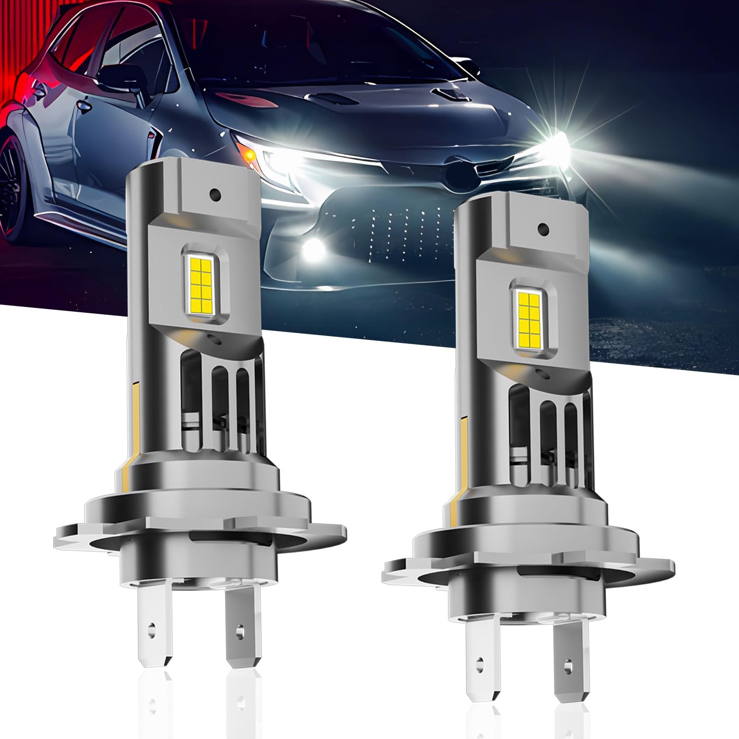 

iDrelify H7 светодиодная фара светодиодная противотуманная фара супер яркая светодиодная противотуманная фара H7 оснащена светодиодным чипом с высоким световым эффектом 14000 лм 6500 К совместима с автомобильным Mo