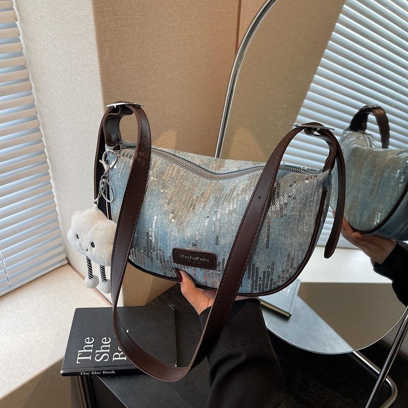 

High-end niche bag women s large-capacity new spring and summer shoulder messenger bag sequined dumpling bag