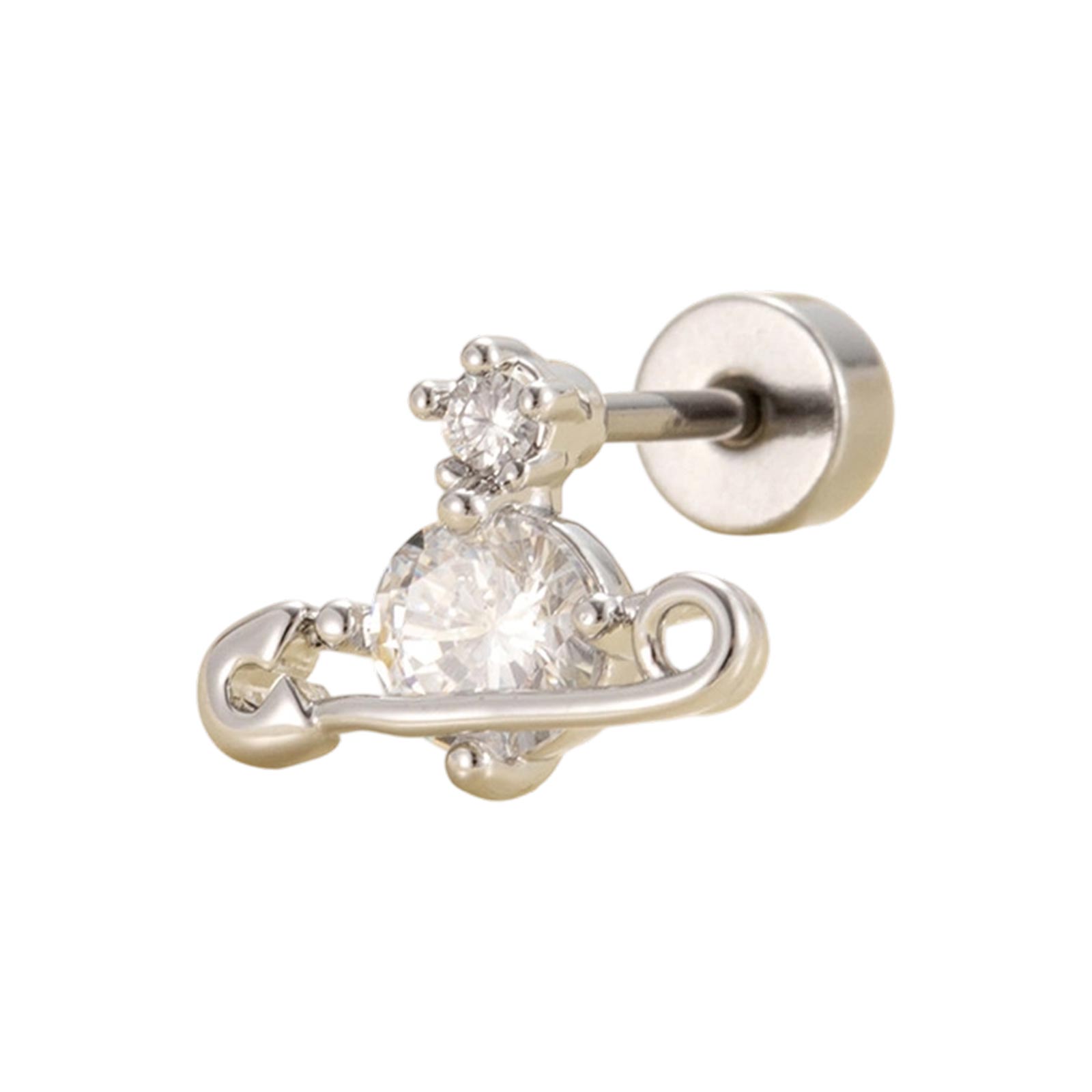 

Safety Pin Saturn Stud Earrings - Double-Ended Screw Shaft, Unique High-End Titanium Steel Cartilage Earrings For Young Girls One Size білий