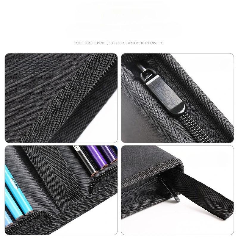 36/48/72/120/200 Holes Colored Pencils Storage Bag Large Capacity Case  Black Pencil Case Pen Curtain School Supplies