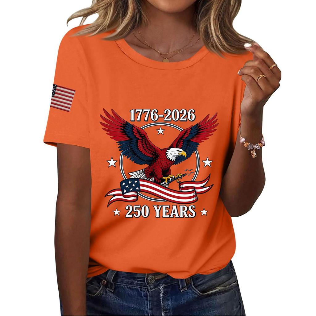 Damenmode, lässig, bedruckt, kurzärmlig, Rundhalsausschnitt, Pullover