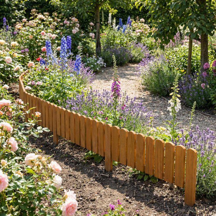 Bordure de jardin en bois - CREATIVE HOME - 200 x 40 cm - Blanc - Pin naturel traité - Rollborder flexible