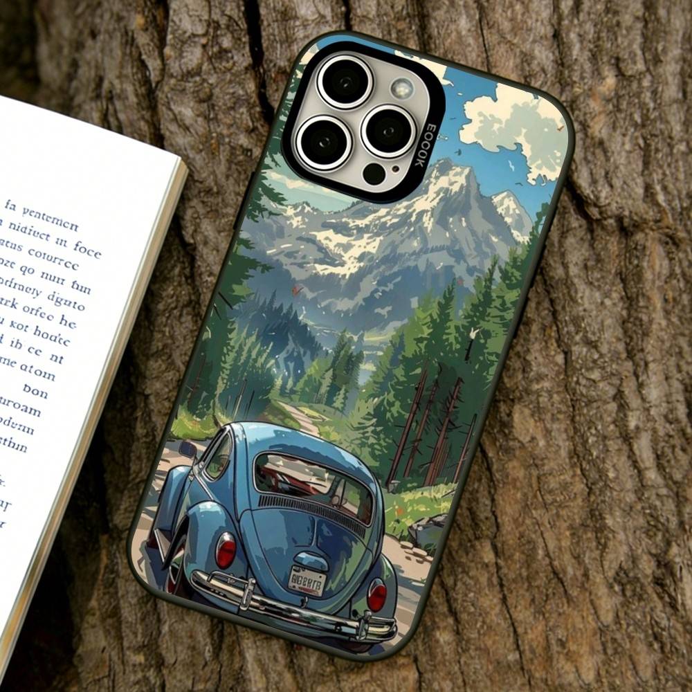 Travel Landscape Bus Phone Case For iPhone 17,16,15,14,13,12,11 Plus,Pro Max,XS,Colorful Silver Phone case Funda Cover