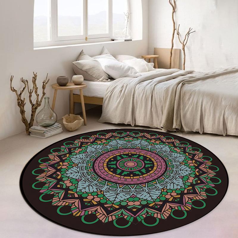 

Home Decor Printing Living Room Bedroom Rug Kitchen Shower Door Floor Mat Ethnic Mandala Round Carpets for Living Room 80cmx80cm