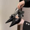 Summer Luxury Buckle Stiletto Sandals for Women Sexy Pointed Toe Low-Top Comfortable Office and Casual Women High Heels