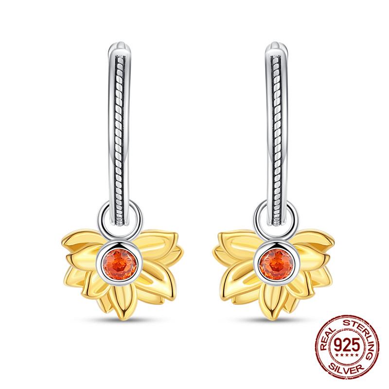 Original 100% S925 Silver Sunflower K Gold Pendant Earrings Iris Earrings Ladies Birthday Anniversary Gift