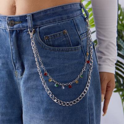 Fashionable Alloy Chain Jewelry Decorative Keyring for Jeans Handbags Backpacks Perfect Gift for Her
