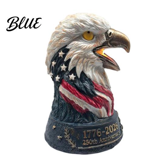 Handcrafted Eagle Decor Bald Table Lamp Patriotic American Head Bedside Resin Bird Sculpture Night Light Statue for Living Room Bedroom Memorial