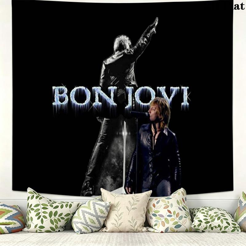 Bon Jovi Band Wall Tapestry Aesthetic Wall Hanging Printed Fabric Blanket Decorative Tapestries for Bedroom Living Room Home Decor
