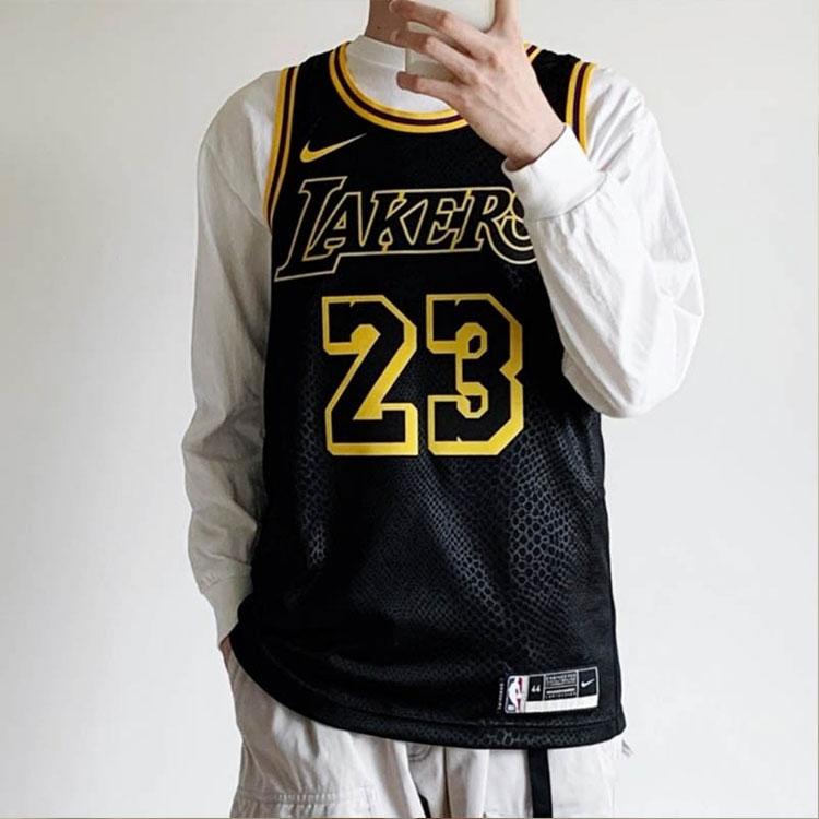 Nike NBA Lakers Lebron James Swingman Draktskjorte Svart Herre Streetwear DJ1433-011