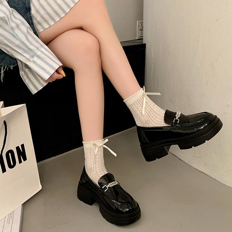 Women's Platform Loafers Slip-On Lug Sole Chunky Heel Penny Loafers for Women Comfortable Business Casual Work Shoes with Metal Chain Dressy Shoes