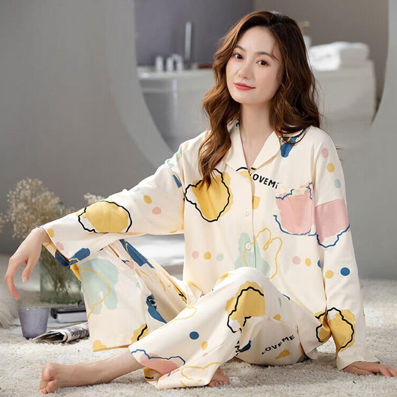 Imitation cotton pajamas women's long-sleeved trousers sweet and cute casual skin-friendly women's loungewear suit winter