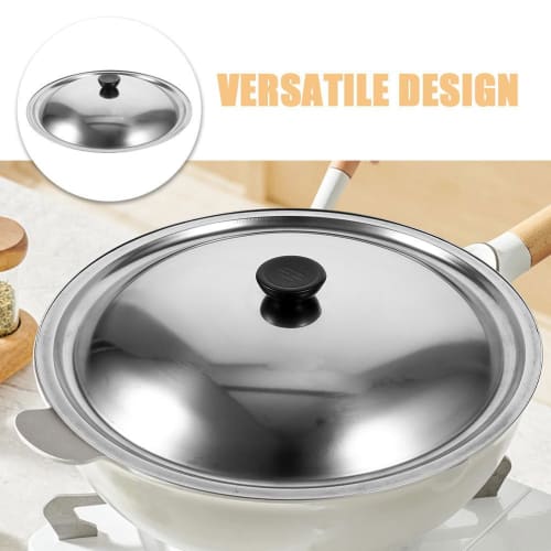HOLIDYOYO All-Purpose Pot/Frying Pan Lid, 32cm Wok Lid, Stainless Steel/Iron Pot Lid, Skillet Lid/Frying Pan Replacement, Cooking Knob Included, Cookw